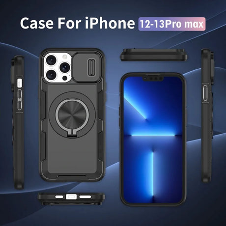 Red Warrior 2-in-1 Magnetic Sliding Lens Case black for iPhone 12 Pro