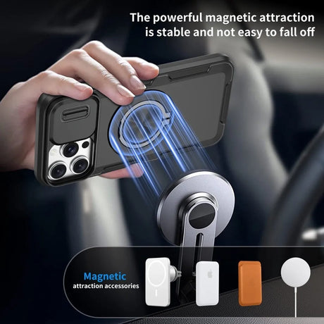 Red Warrior 2-in-1 Magnetic Sliding Lens Case black for iPhone 12 Pro