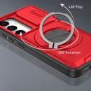 2-in-1 Magnetic Sliding Lens Case, Red for Samsung S25