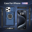 Red Warrior 2-in-1 Magnetic Sliding Lens Case blue for iPhone 15 Pro