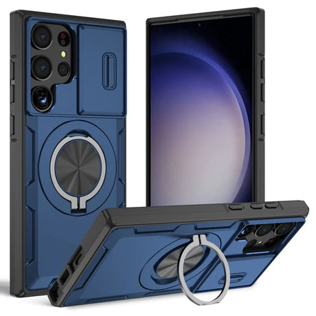 2-in-1 Magnetic Sliding Lens Case, Blue for  Samsung S23Ultra
