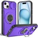 Red Warrior 2-in-1 Magnetic Sliding Lens Case Purple for iPhone 15