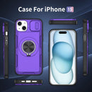 Red Warrior 2-in-1 Magnetic Sliding Lens Case Purple for iPhone 15
