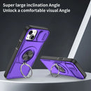Red Warrior 2-in-1 Magnetic Sliding Lens Case Purple for iPhone 15 Plus