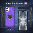 Red Warrior 2-in-1 Magnetic Sliding Lens Case Purple for iPhone 16