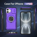 Red Warrior 2-in-1 Magnetic Sliding Lens Case Purple for iPhone 16 Plus