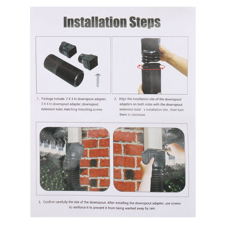 Rain Gutter Downspout Extensions Flexible Universal Drain Downspout Extender Drainage Connector Extendable From 20in to 29in Black