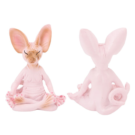 Cat Meditate Statue Vivid Details Cat Meditate Collectible Figurines for Homes Office Yoga Room Ornaments Gifts Pink