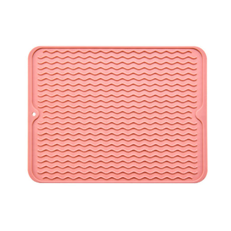 Table Insulating Rubber Mat Anti Slip Waterproof Heat Resistant Dish Drying Placemat for Kitchen Pink