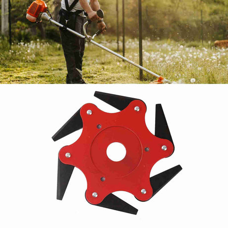 6 Blade Brush Cutter Head 2.5cm Inner Diameter Nylon and Manganese Steel Trimmer Head for Garden Tool Red