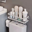 Toilet Shelf Thickening Waterproof Large Capacity Nail Free Installation Iron Over Toilet Bathroom Organizer Single Layer White