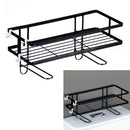 Toilet Shelf Thickening Waterproof Large Capacity Nail Free Installation Iron Over Toilet Bathroom Organizer Single Layer Black