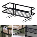 Toilet Shelf Thickening Waterproof Large Capacity Nail Free Installation Iron Over Toilet Bathroom Organizer Single Layer Black