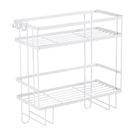 Toilet Shelf Thickening Waterproof Large Capacity Nail Free Installation Iron Over Toilet Bathroom Organizer Double Layer White