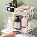 Toilet Shelf Thickening Waterproof Large Capacity Nail Free Installation Iron Over Toilet Bathroom Organizer Double Layer White