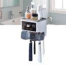 Toothbrush Shelf Punch Free Wall Mounted Mouthwash Cup Holder Toilet Storage Rack White 2 Cups
