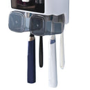 Toothbrush Shelf Punch Free Wall Mounted Mouthwash Cup Holder Toilet Storage Rack White 2 Cups