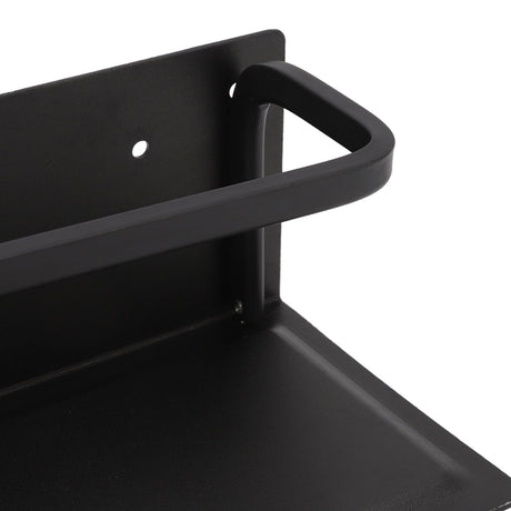Wall Mounted Tissue Holder Toilet Tissue Bracket Bathroom Paper Roll Hanger with Phone Shelf Black
