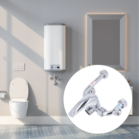 Copper Electric Water Heater Mixing Valve Surface Mounted U Bend Cold Hot Switch Shower Tap Water Inlet Universal Parts G1/2in
