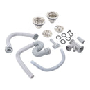 Kitchen Sink Drainer Pipe Stainless Steel S Bent with Double Drains Sewer Pipe Set for Bathroom Home