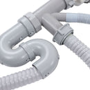 Kitchen Sink Drainer Pipe Stainless Steel S Bent with Double Drains Sewer Pipe Set for Bathroom Home