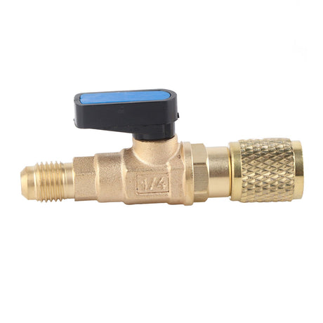 AC Air Conditioning Refrigeration Valve Refrigerant Liquid Hose Ball Valve Adapter Yellow
