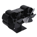 6 Blades Heat Powered Stove Fan Dual Head Fireplace Fan Home Non Electric Fan Black