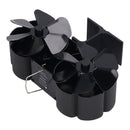 6 Blades Heat Powered Stove Fan Dual Head Fireplace Fan Home Non Electric Fan Black