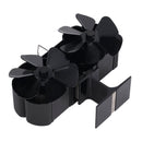 6 Blades Heat Powered Stove Fan Dual Head Fireplace Fan Home Non Electric Fan Black