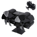 6 Blades Heat Powered Stove Fan Dual Head Fireplace Fan Home Non Electric Fan Black