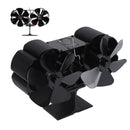 6 Blades Heat Powered Stove Fan Dual Head Fireplace Fan Home Non Electric Fan Black