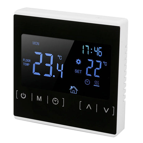 Smart Thermostat Backlit Touch Screen Dual Control Temperature Controller for Floor Heating High Power AC 85V‑240V White