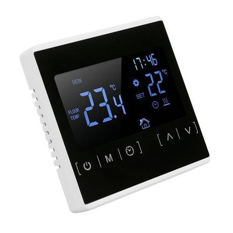 Smart Thermostat Backlit Touch Screen Dual Control Temperature Controller for Floor Heating High Power AC 85V‑240V White