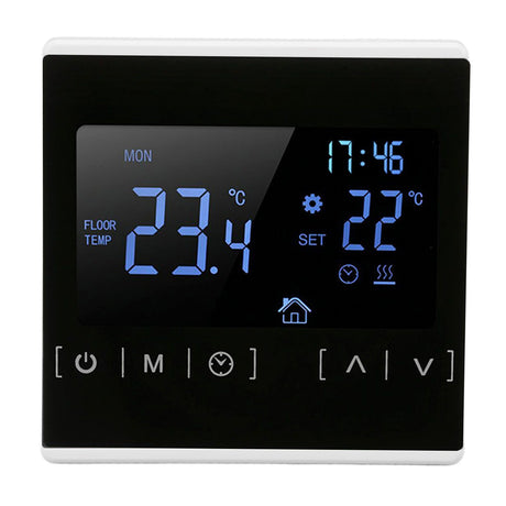 Smart Thermostat Backlit Touch Screen Dual Control Temperature Controller for Floor Heating High Power AC 85V‑240V White