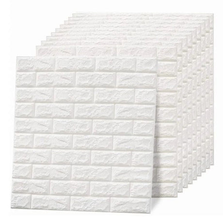 3D Wallpaper Self Adhesive Waterproof Cuttable Odorless Faux Brick Wall Panel for Living Room Bedroom White 10pcs