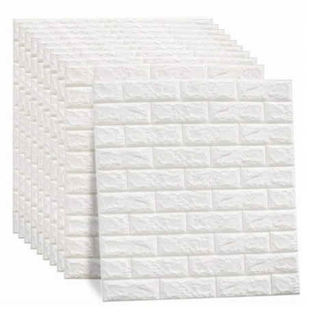 3D Wallpaper Self Adhesive Waterproof Cuttable Odorless Faux Brick Wall Panel for Living Room Bedroom White 10pcs