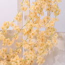Artificial Flower Rattan Single 1.8m 135pcs Flowers Head Vivid Decorative Silk Plastic Hanging Fake Rattan for Decoration Champagne