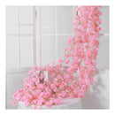 Artificial Flower Rattan Single 1.8m 135pcs Flowers Head Vivid Decorative Silk Plastic Hanging Fake Rattan for Decoration Light Pink