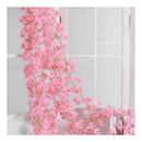 Artificial Flower Rattan Single 1.8m 135pcs Flowers Head Vivid Decorative Silk Plastic Hanging Fake Rattan for Decoration Light Pink