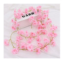 Artificial Flower Rattan Single 1.8m 135pcs Flowers Head Vivid Decorative Silk Plastic Hanging Fake Rattan for Decoration Light Pink