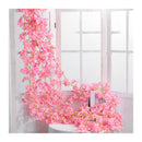 Artificial Flower Rattan Single 1.8m 135pcs Flowers Head Vivid Decorative Silk Plastic Hanging Fake Rattan for Decoration Deep Pink