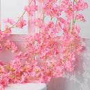 Artificial Flower Rattan Single 1.8m 135pcs Flowers Head Vivid Decorative Silk Plastic Hanging Fake Rattan for Decoration Deep Pink