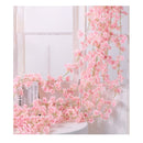 Artificial Flower Rattan Single 1.8m 135pcs Flowers Head Vivid Decorative Silk Plastic Hanging Fake Rattan for Decoration Flesh Pink