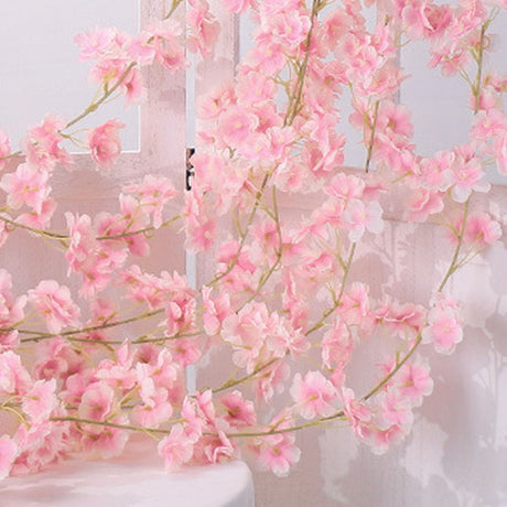 Artificial Flower Rattan Single 1.8m 135pcs Flowers Head Vivid Decorative Silk Plastic Hanging Fake Rattan for Decoration Flesh Pink