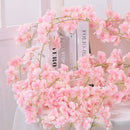 Artificial Flower Rattan Single 1.8m 135pcs Flowers Head Vivid Decorative Silk Plastic Hanging Fake Rattan for Decoration Flesh Pink
