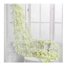 Artificial Flower Rattan Single 1.8m 135pcs Flowers Head Vivid Decorative Silk Plastic Hanging Fake Rattan for Decoration White