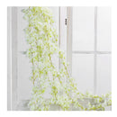 Artificial Flower Rattan Single 1.8m 135pcs Flowers Head Vivid Decorative Silk Plastic Hanging Fake Rattan for Decoration White