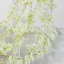 Artificial Flower Rattan Single 1.8m 135pcs Flowers Head Vivid Decorative Silk Plastic Hanging Fake Rattan for Decoration White
