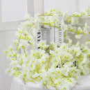 Artificial Flower Rattan Single 1.8m 135pcs Flowers Head Vivid Decorative Silk Plastic Hanging Fake Rattan for Decoration White