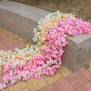 Artificial Flower Rattan Single 1.8m 135pcs Flowers Head Vivid Decorative Silk Plastic Hanging Fake Rattan for Decoration White